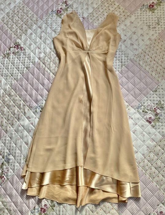 Długa sukienka na ramiączka M 38 vintage mesh