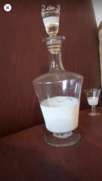 Licoreira com 6 copos, vidro Marinha Grande