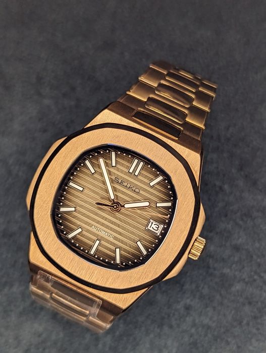 Mod Seiko elegancki garniturowiec różowe złoto 41mm