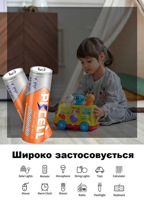 PKCELL Ni-Zn AA 2500mWh Нікель-цинковий акумулятор пальчик