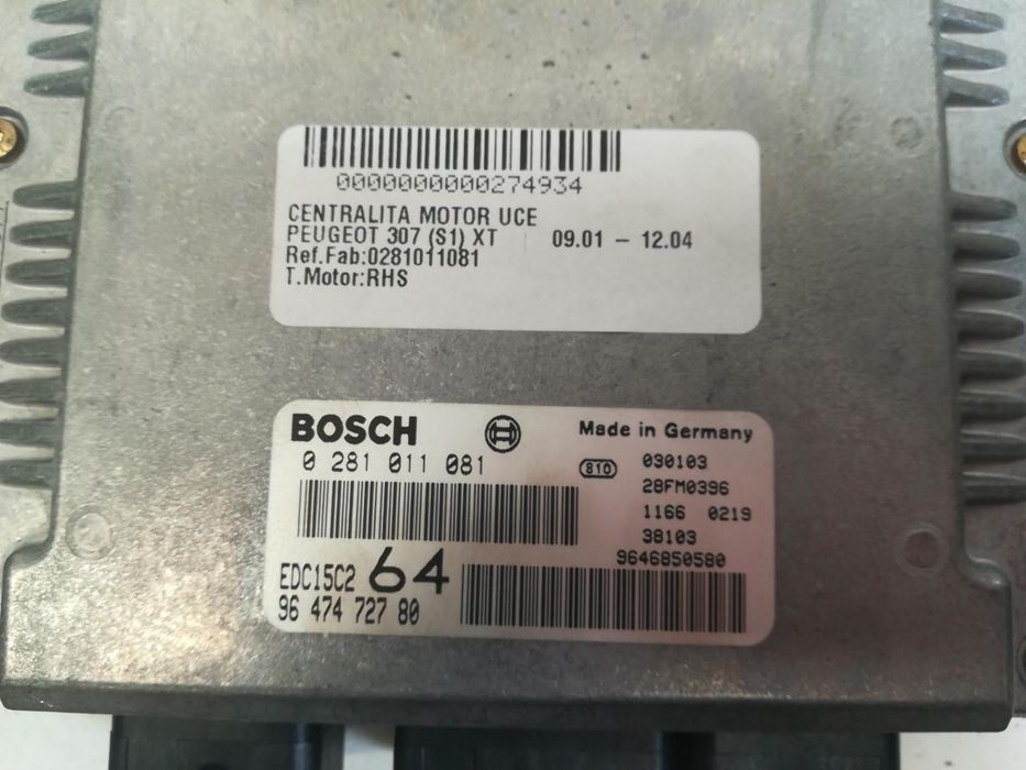 CENTRALINA MOTOR UCE PEUGEOT 307 2003 -0281011081