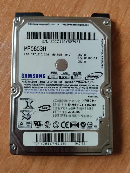 Продам HDD SAMSUNG 60 GB