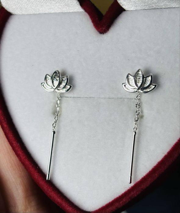 Kwiat lotosu kwiatuszek apart wiszace srebro 925 kruk prezent kwiat