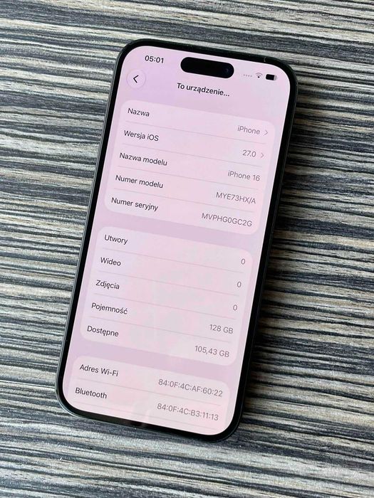 Smartfon APPLE iPhone 16 5G 128GB
