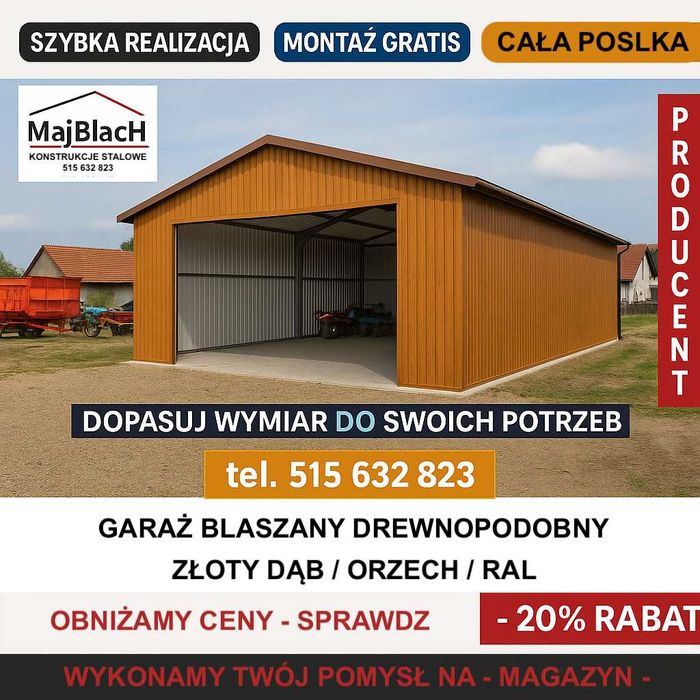 JEDNOSPADOWA Ocynkowana - Wiata /Hala / Garaż | PRODUCENT – Maj-Blach