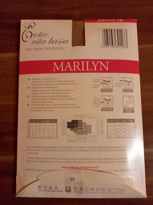 Rajstopy biodrówki, z koronką, cieliste, r. 3(M), 30DEN, Marilyn