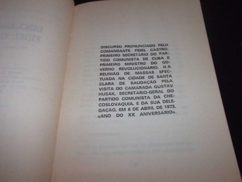 Livro Discursos de Fidel Castro Prelo 1974