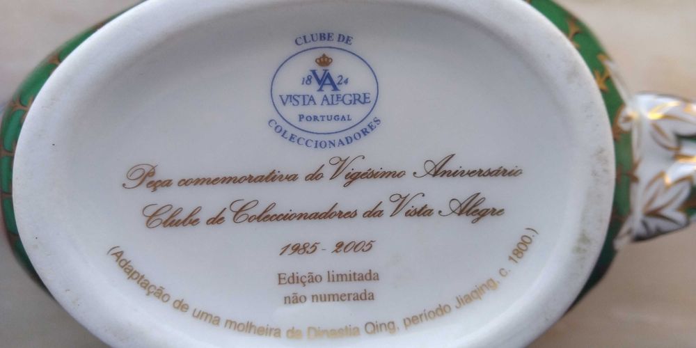 Vista alegre edição clube de colecionador Molheira verde Dinastia Qing