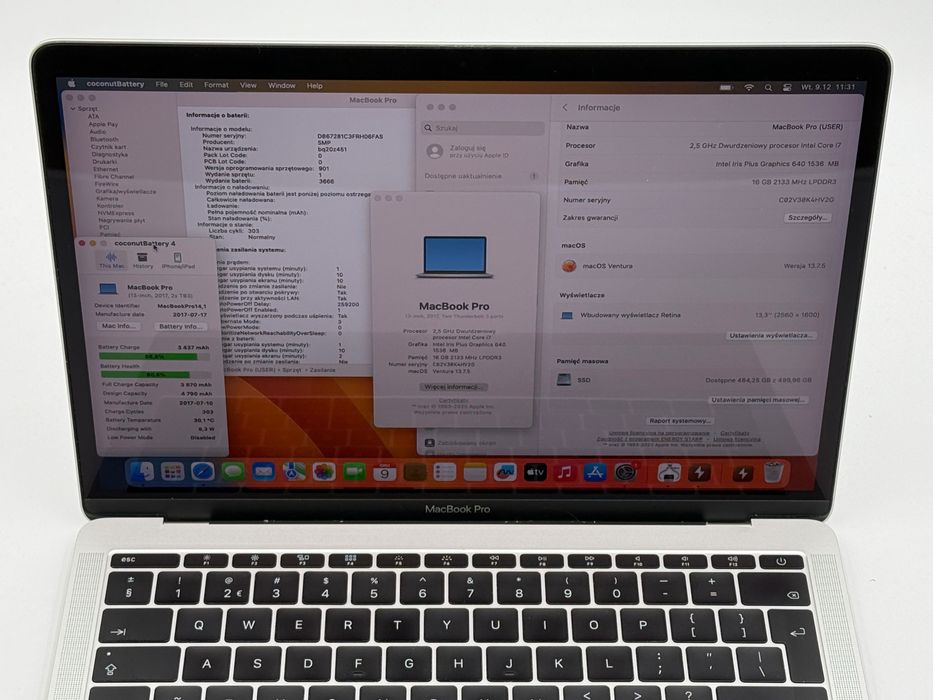 Laptop Apple Macbook Pro 13 2017 i7 16GB 512GB A1708