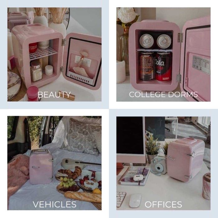 Flamingueo - Frigorífico pequeno portátil, 4 L, 12 V/220 V, rosa, novo