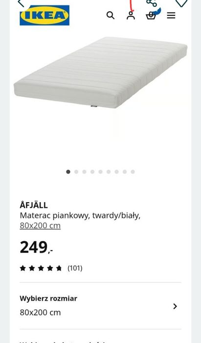 Afjall nowy materac 80x 200 ikea