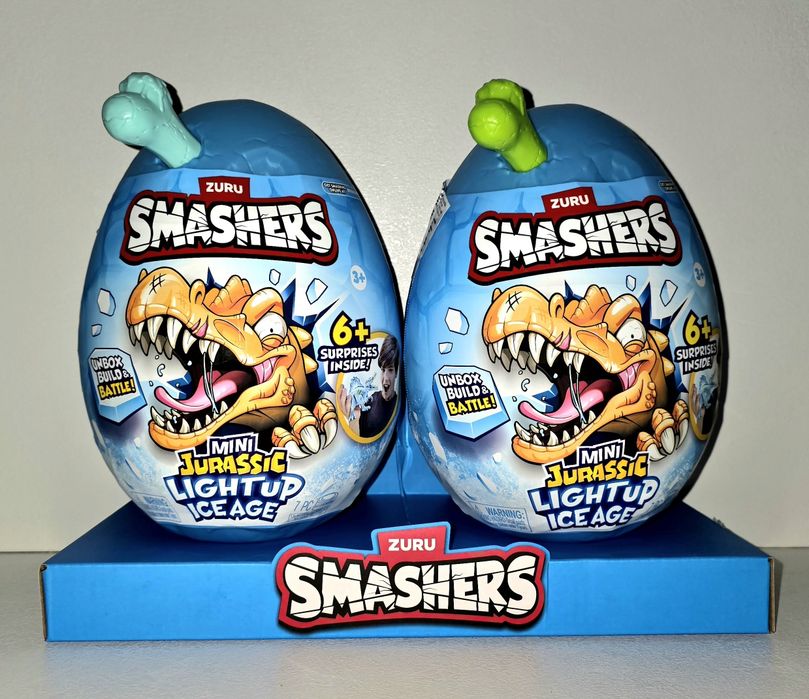 Іграшка-сюрприз ZURU Smashers Combo 2 в 1 Mini Jurassic Light Up Ice Age 2 яйця динозавра 12+ сюрпризів
