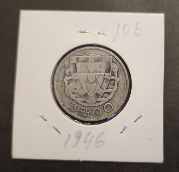 5$00 em prata de 1946 Caravelas