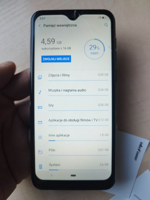 UleFone Note 7 Telefon smartfon 16GB uszkodzona szybka - działa.