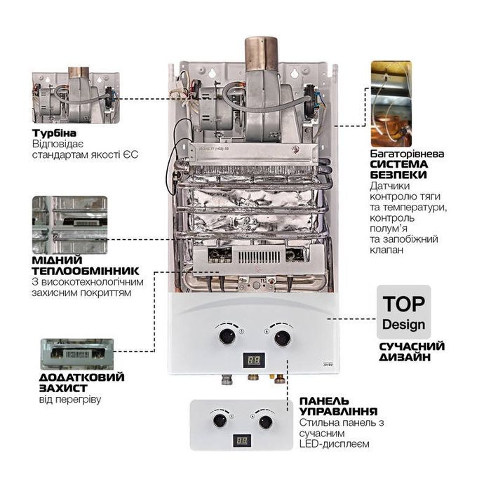 Газова турбо колонка + Труба MIXXUS GWH-0710