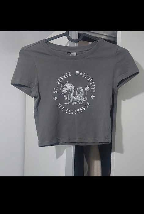 Szara bluzka z krótkim rękawem