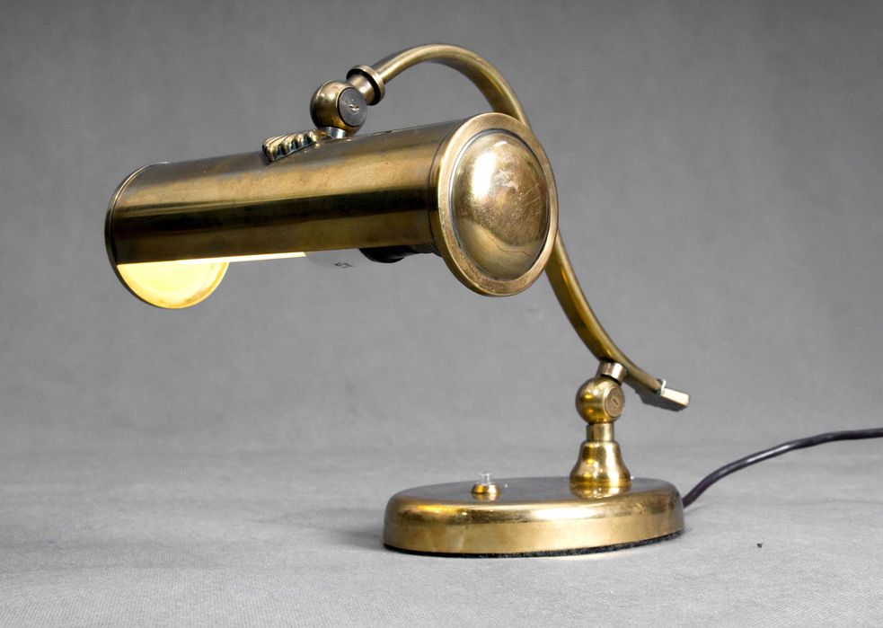 Stara mosiężna lampa biurkowa / bankierska
