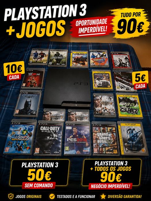 MENSAGEM PS3 + Jogos Imperdíveis! Pacote Completo Pelo Melhor Preço