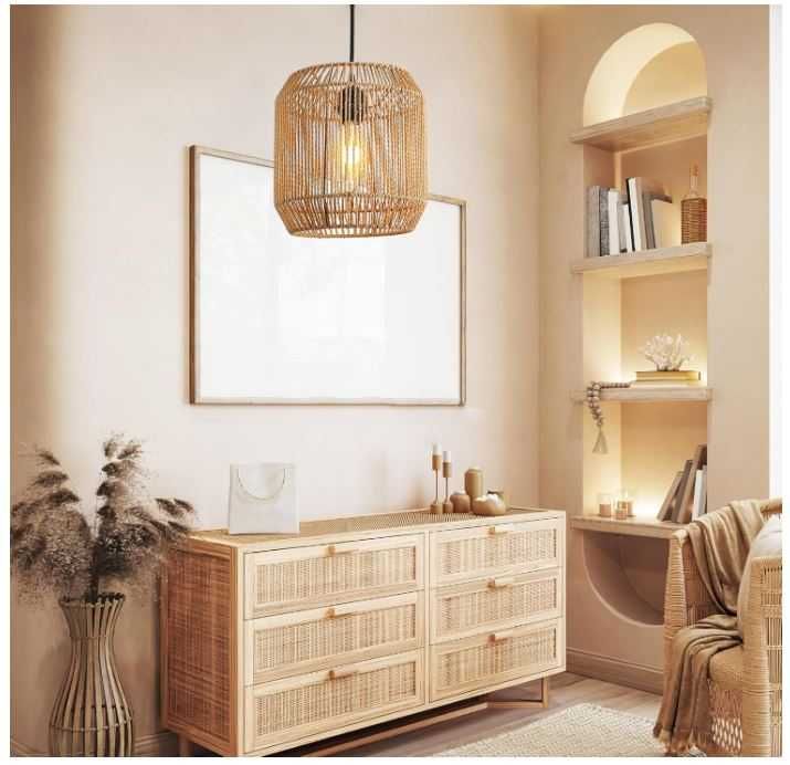 Nowoczesna, rattanowa lampa wisząca FORCOSO