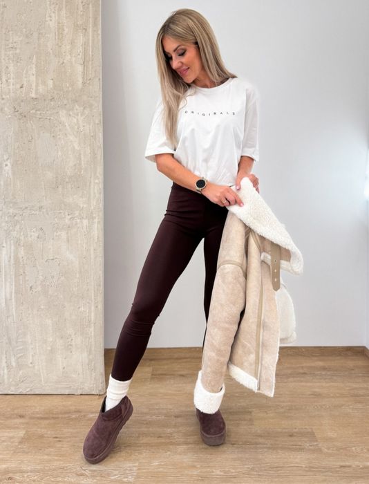 Legginsy Modelujące PUSH UP – Brązowe Czekoladowe – Rozmiar S/M