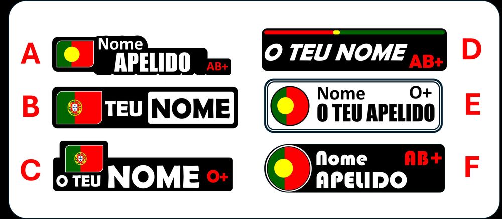 Autocolante Vinil com bandeira nome apelido grupo sangue