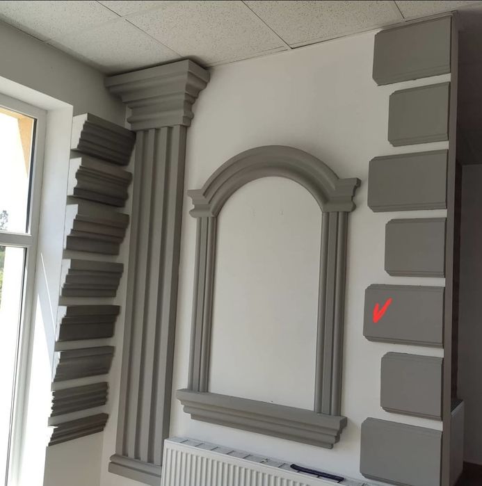 Фасадний декор.Ліпнина на фасад.Утеплення фасаду.Карнизи.Багети.Колони