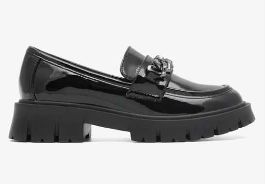 Czarne lakierowane loafersy dziewczęce, DeeZee, r.32/33 -