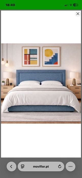 Cabeceira de cama em tecido azul