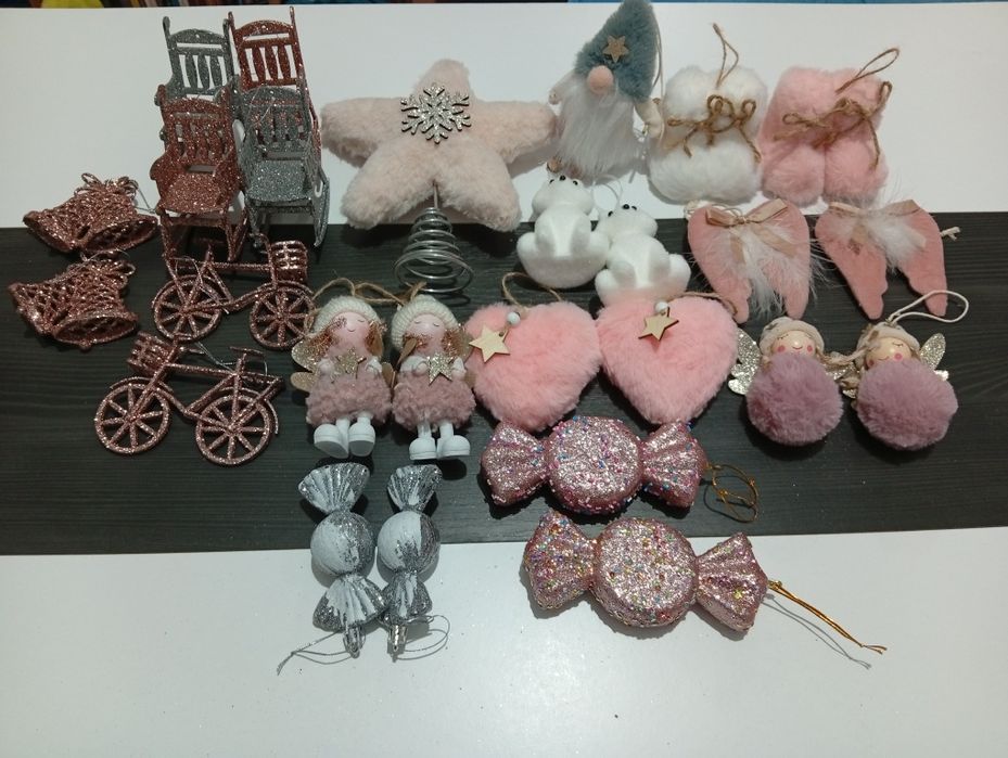 Enfeites de natal tons de rosa