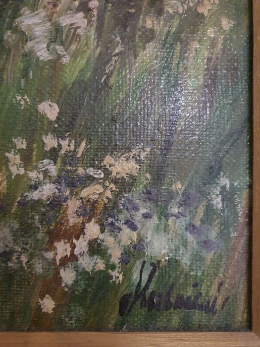 Obraz olejny na płótnie w ramie Łąka