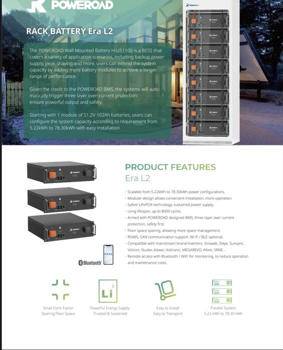 Акумулятор LiFePo4 51.2V 5.22 кВт в наявн.(з пдв)дляDeye та ін.гарант.