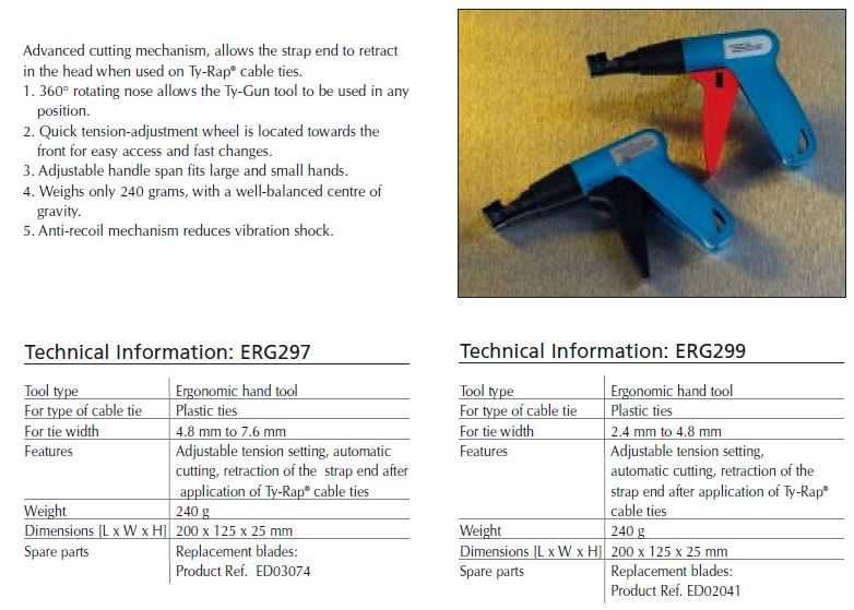 Pistola / Ferramenta ergonômica para aperto e corte de abraçadeiras. Marca Thomas&Betts Modelo ERG-299