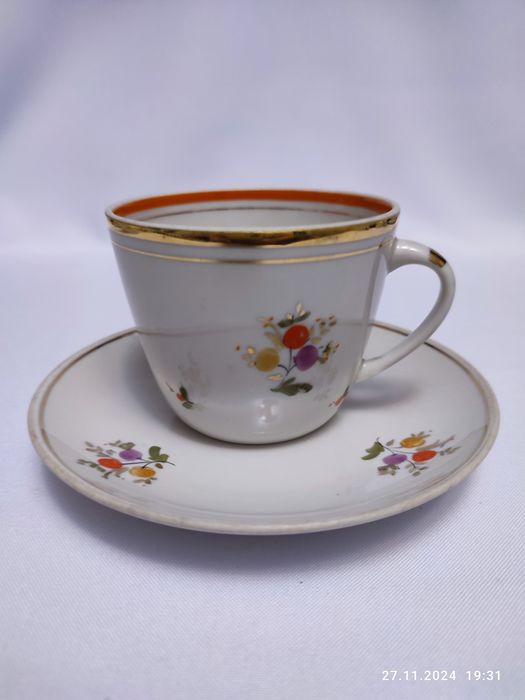 Чайный сервиз Зимний вечер ЛФЗ, Букет Барановка. СССР ретро, винтаж.