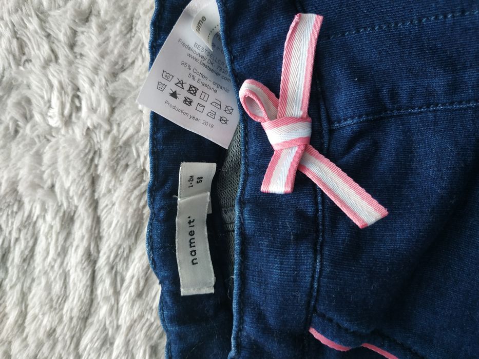 Spodnie dla dziewczynki/miękki jeans/króliczki/name it/r. 56