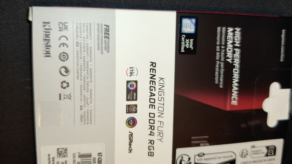 DDR 4 Kingston Fury Renegade RGB 2x16gb 3600mhz