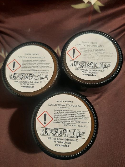 Zapachowe świece sojowe, cena za 3 sztuki