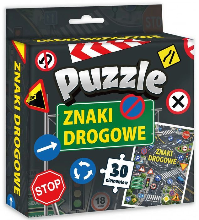 Puzzle 30 Elementów. Znaki Drogowe. Nowy Produkt