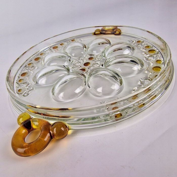 Piękna Patera na jajka Vintage Walther Glas Lata 70