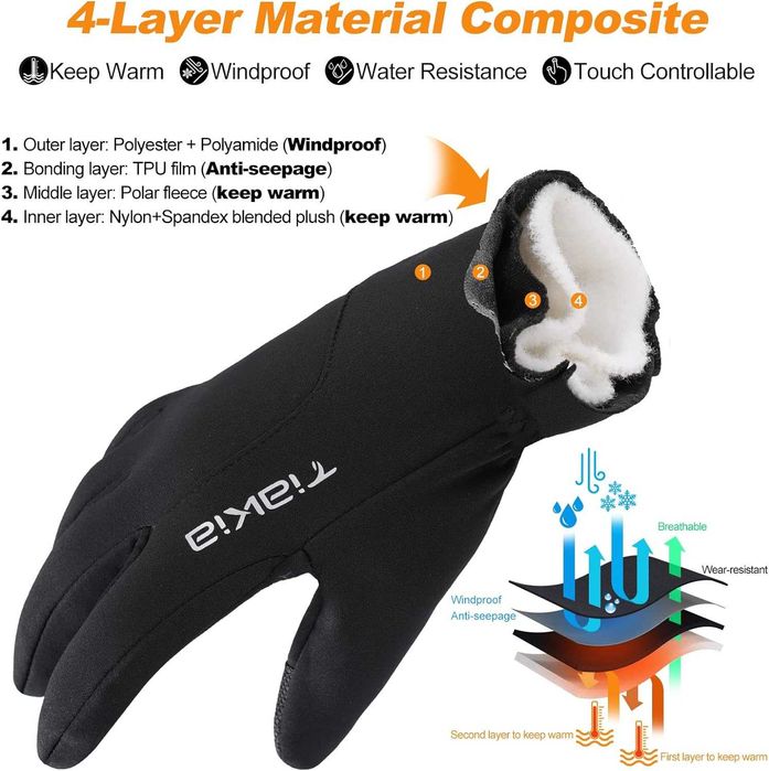 Nowe męskie ocieplane / wiatroszczelne / na rower rękawiczki Tiakia !