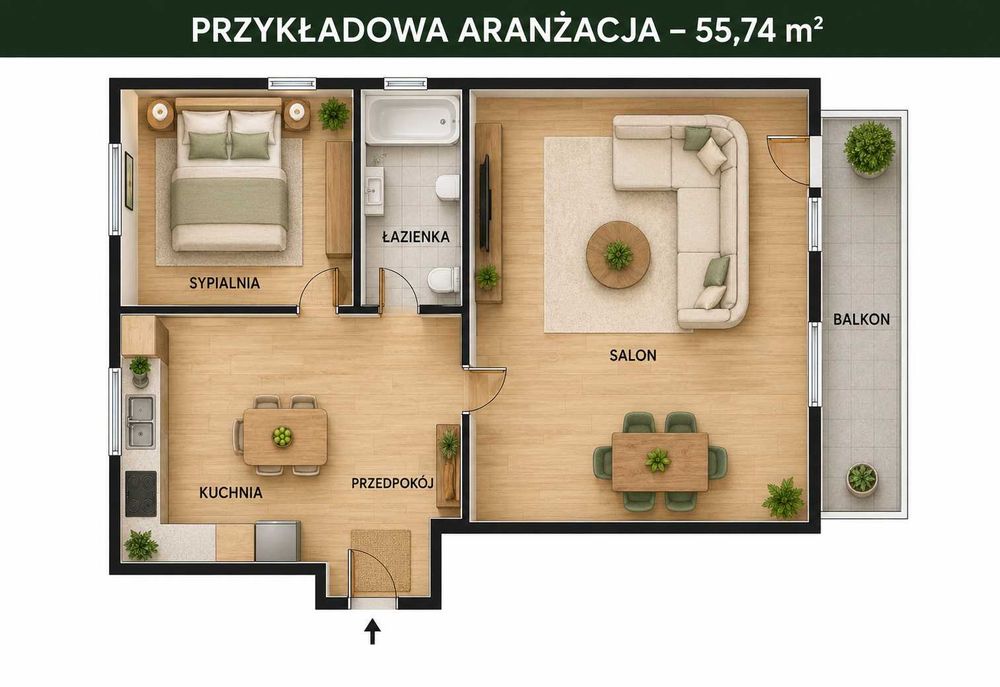 Katowice Centrum, 55,74 m² | balkon, winda | bez prowizji