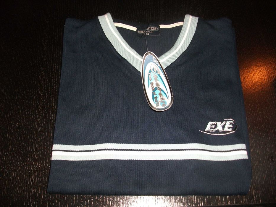 T-shirt Exercise, azul escuro, algodão canelado, original, nova