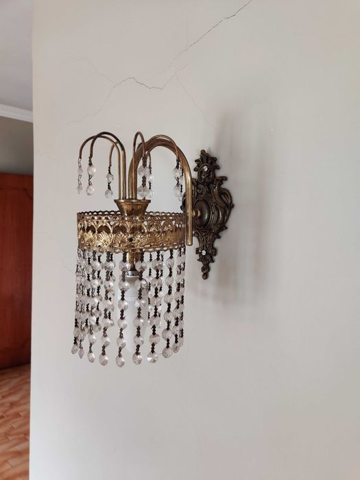 Vendo candeeiro cristal de parede antigo