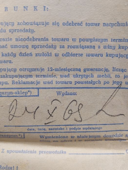 Stary dokument Rachunek 1969rok