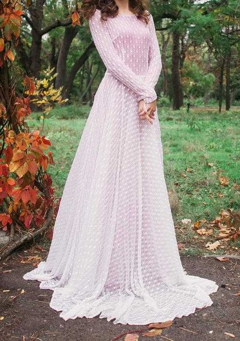 Свадебное платье ажурное длинное р.42 kriza