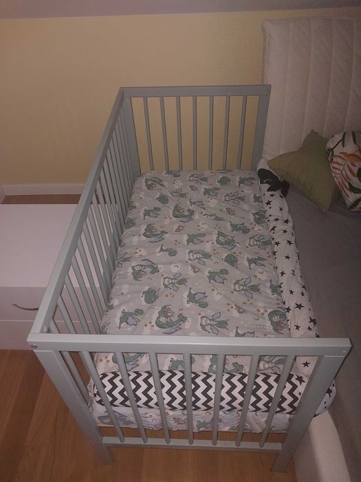 Drewniane łóżeczko, dostawka 120x60