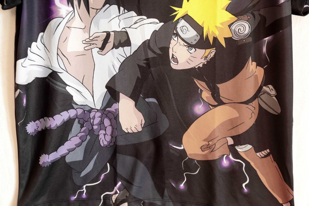 Чоловіча футболка чорна аніме Наруто Саске Naruto двостороння L