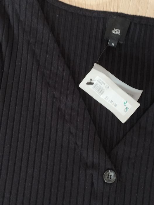 Длинное черное платье в рубчик 38-40,