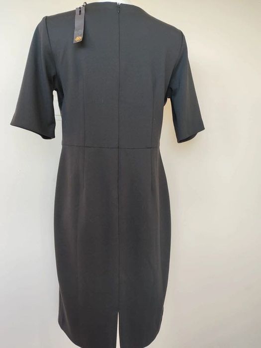 NOWA Czarna sukienka przód imitacja skóry Spektra studio rozm. 40