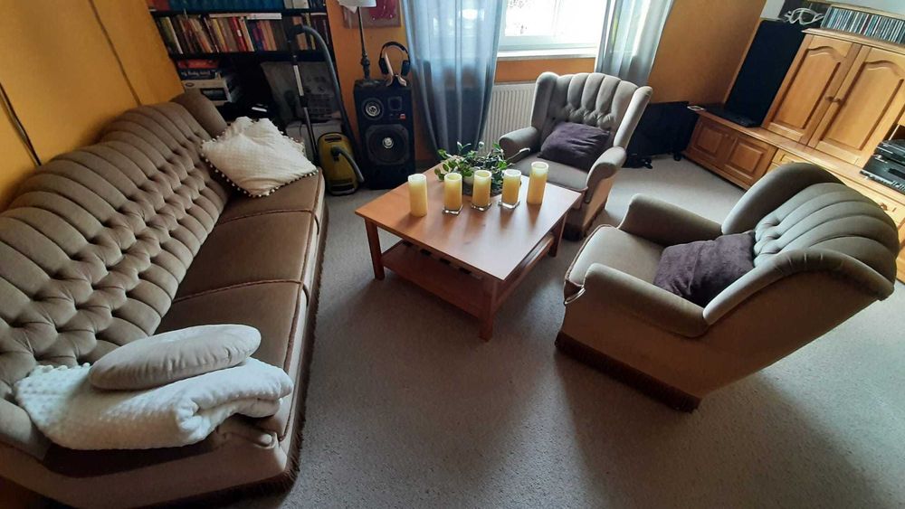 Zestaw mebli vintage, sofa + fotele