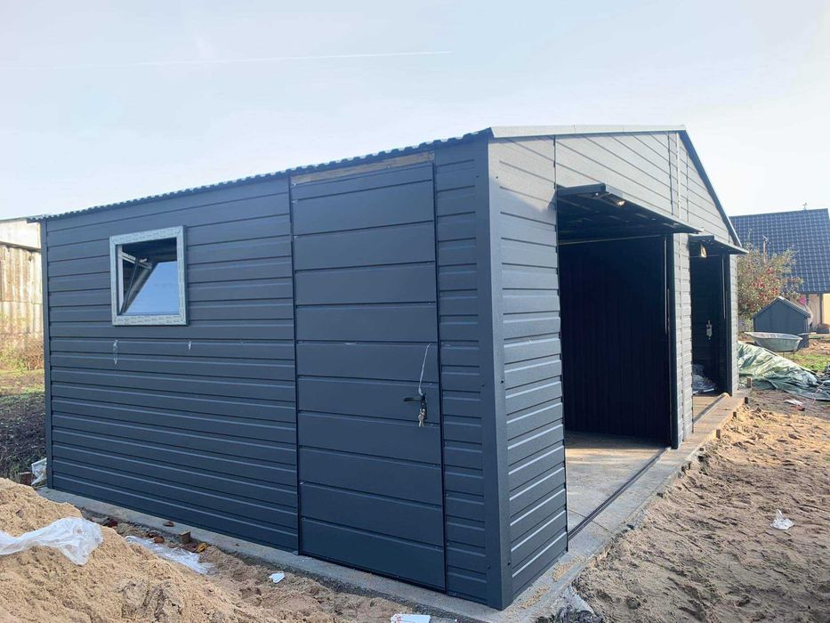 Garaż blaszany  6x5 grafit 7016